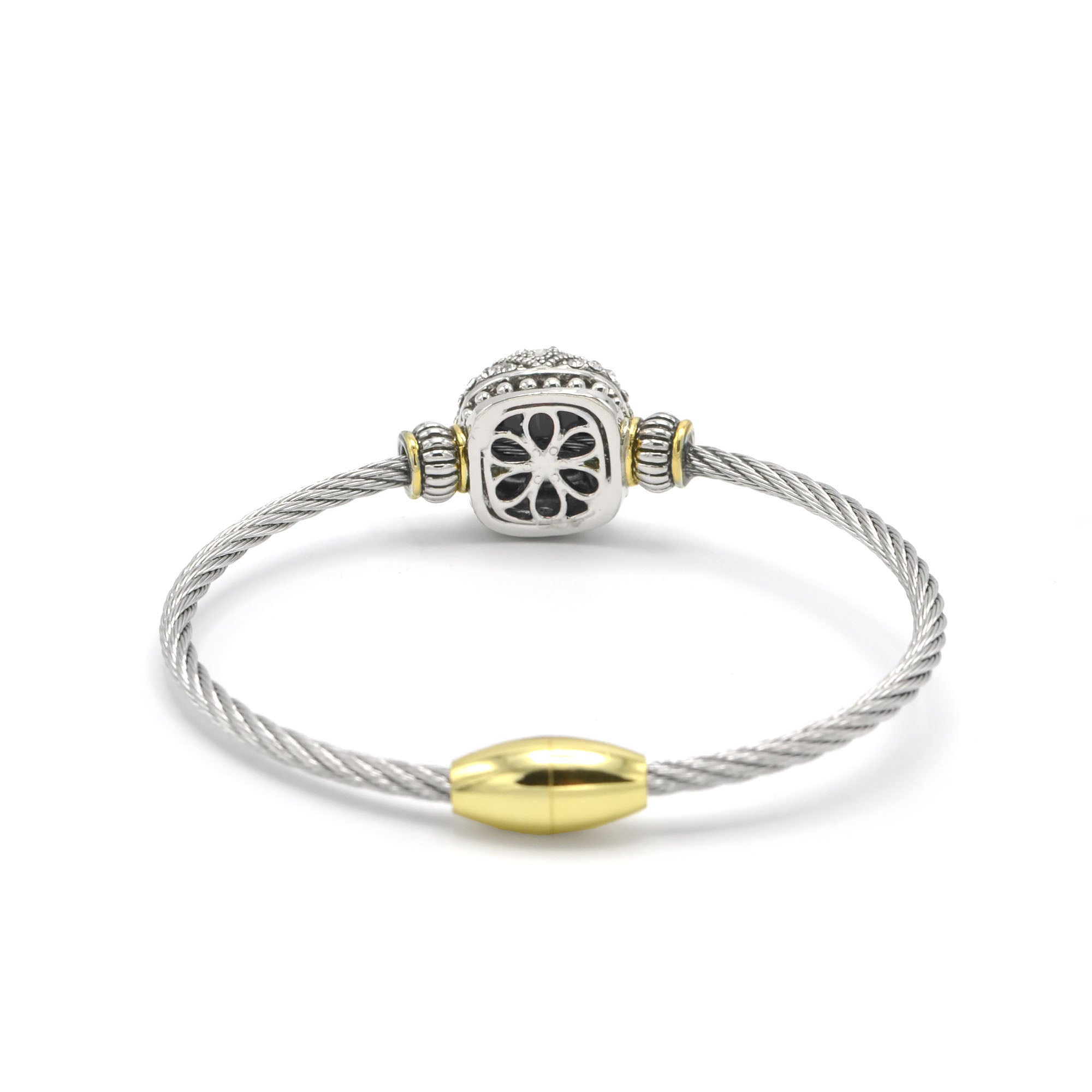 TWO TONE BLACK CRYSTAL CLASSIC CABLE BRACELET # 42269BR-TJT  (FF27)