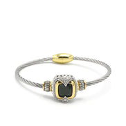 TWO TONE BLACK CRYSTAL CLASSIC CABLE BRACELET # 42269BR-TJT  (FF27)