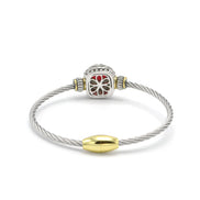 TWO TONE RED CRYSTAL CLASSIC CABLE BRACELET#42269BR-SIAM(FF26)