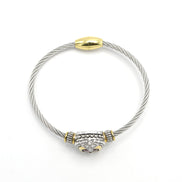 TWO TONE RED CRYSTAL CLASSIC CABLE BRACELET#42269BR-SIAM(FF26)