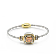 TWO TONE CHAMPAGNE CRYSTAL CLASSIC CABLE BRACELET #73014BR-CHA (FF7)