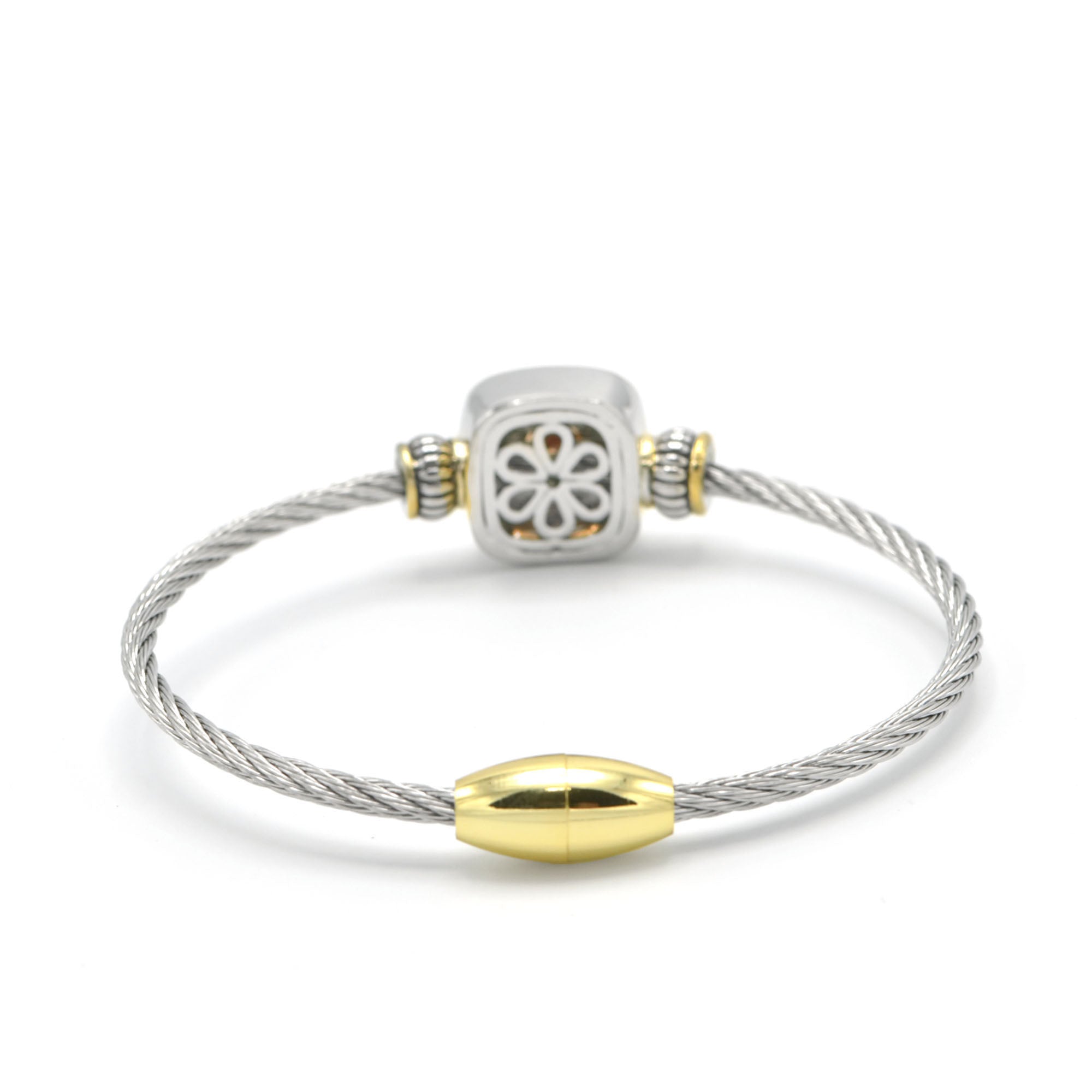 TWO TONE CHAMPAGNE CRYSTAL CLASSIC CABLE BRACELET #73014BR-CHA (FF7)