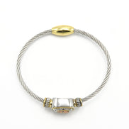 TWO TONE CHAMPAGNE CRYSTAL CLASSIC CABLE BRACELET #73014BR-CHA (FF7)