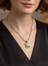 Two-Tone Abalone Square Pendant Box Chain Necklace #73014EH-ABAL.(FA12)