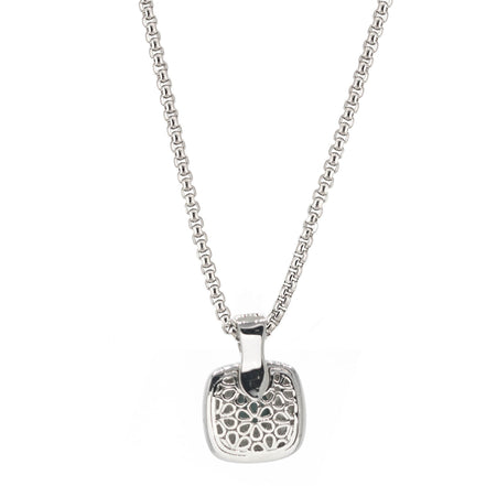 TWO TONE CHAMPAGNE CRYSTAL SQUARE PENDANT BOX CHAIN NECKLACE #73014EH-CHA (FC10)