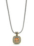 TWO TONE CHAMPAGNE CRYSTAL SQUARE PENDANT BOX CHAIN NECKLACE #73014EH-CHA (FC10)