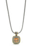 TWO TONE CHAMPAGNE CRYSTAL SQUARE PENDANT BOX CHAIN NECKLACE #73014EH-CHA (FC10)
