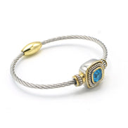 TWO TONE AQUA CRYSTAL TWISTED ROPE BRACELET #73014BRAQ /FD9)