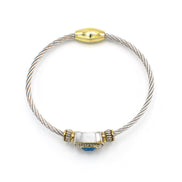 Two Tone Sapphire Crystal Classic Cable Bracelet#73014BR-SAP  ( FD3)