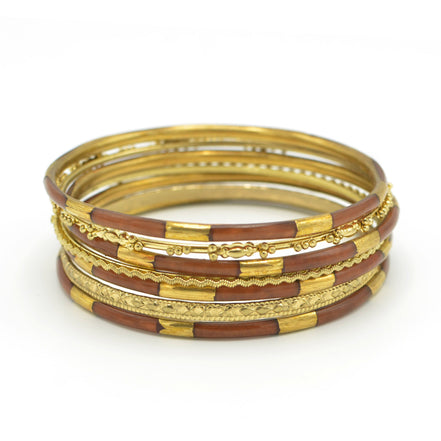 GOLD BROWN 7 PCS BANGLE SET #FW1200021 (BH7-BG7)
