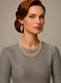 Gold Curved Rhinestone Wire Wrap Choker Necklace and Earring Set#FW1293S-A-G(NA15)