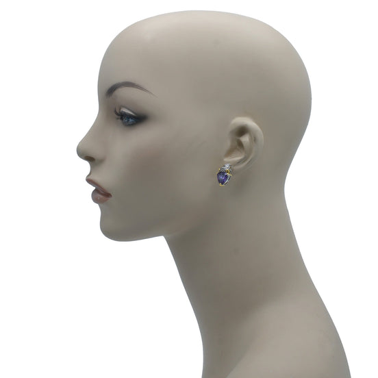 TWO TONE AMETHYST CRYSTAL CLASSIC STUD EARRINGS #4110ER_AM(FD14)