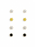 Curated Earring Stacking Set - 8 Piece 8 mm Stud Ear Set with Mixed Black, Yellow, and Clear Stones#GLEA-0096 (NH1/NG2)