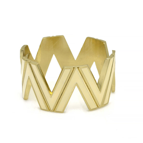Gold cream enamel Bracelet #SWR-13042701_GLD-WHT (TG15/OE26)