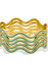 Gold & Turquoise Enamel Wave Bracelets 2.8" Diameter) – Set of 5 #SA-Q46_TQ (AE1/R-Rack I)