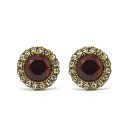 GOLD RED CRYSTAL AND RHINESTONES STUD EARRINGS #FW1202689 (ND1)
