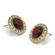 GOLD RED CRYSTAL AND RHINESTONES STUD EARRINGS #FW1202689 (ND1)