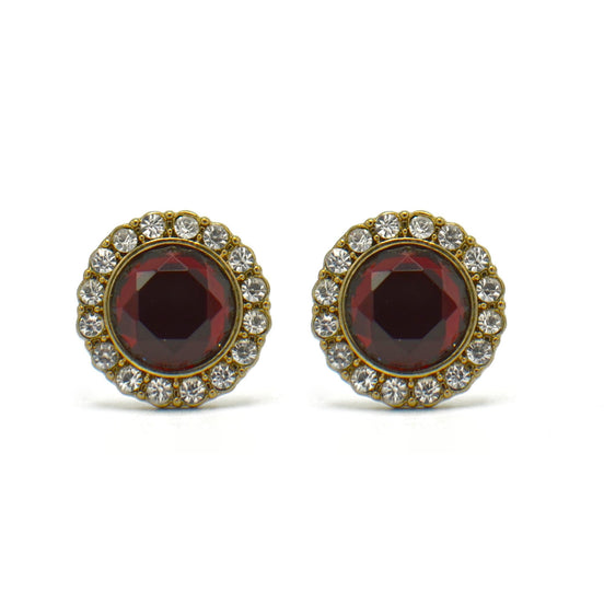 GOLD RED CRYSTAL AND RHINESTONES STUD EARRINGS #FW1202689 (ND1)