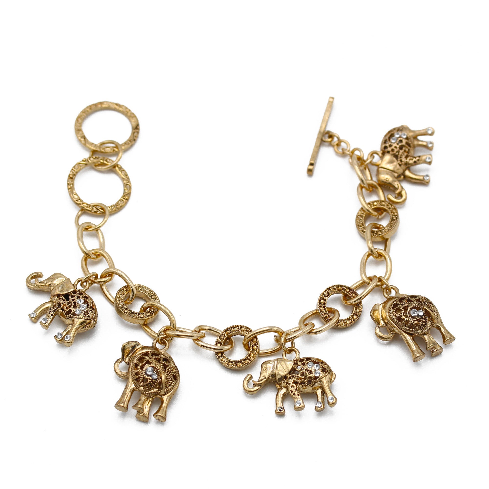 GOLD ELEPHANT CHARM BRACELET  #HNB77730_GLD (UC3)