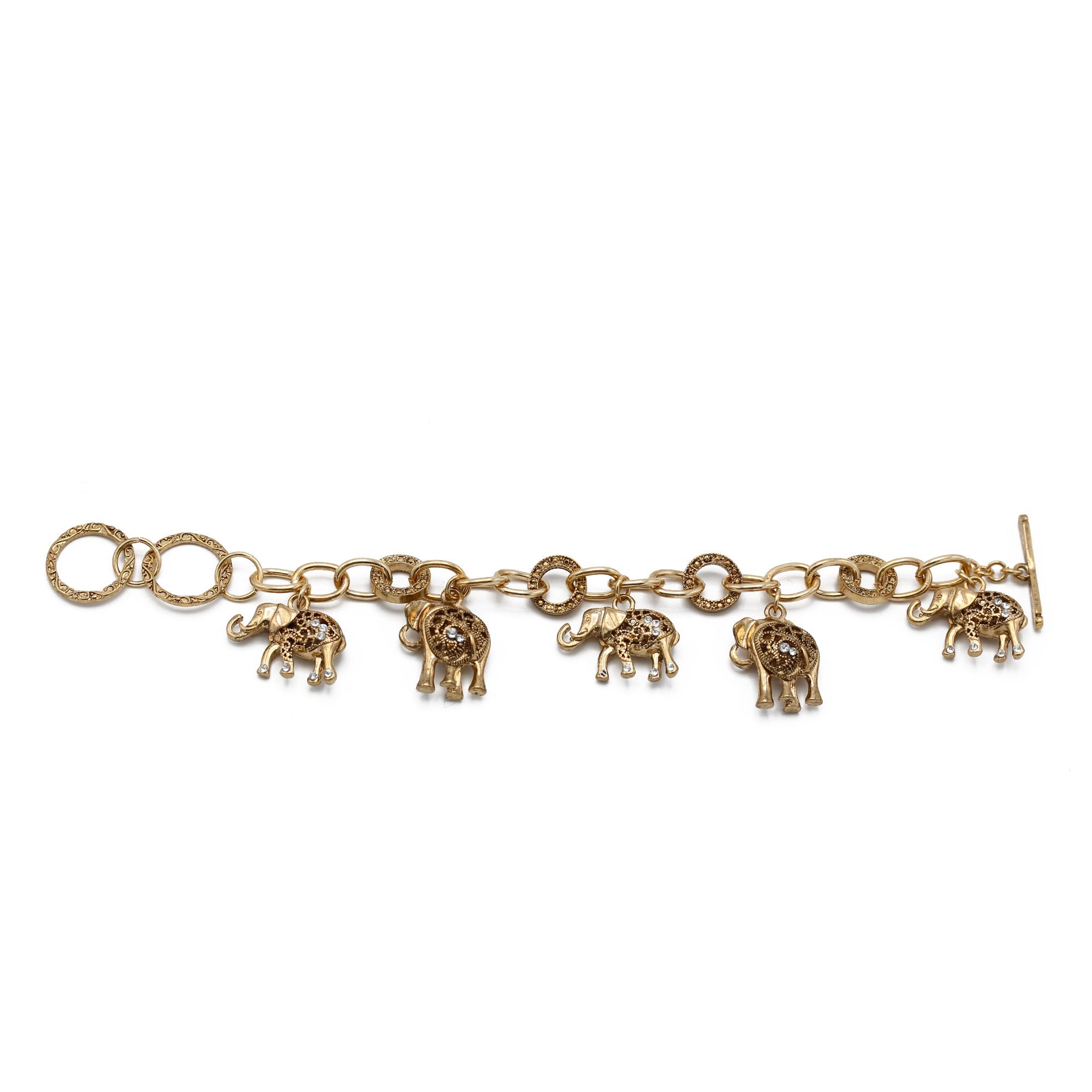 GOLD ELEPHANT CHARM BRACELET  #HNB77730_GLD (UC3)