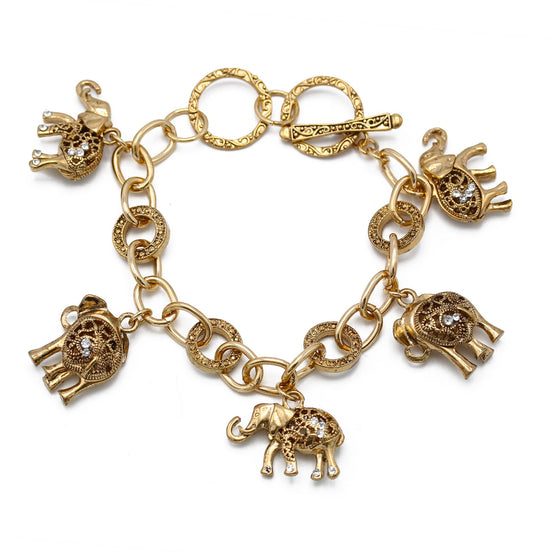 GOLD ELEPHANT CHARM BRACELET  #HNB77730_GLD (UC3)