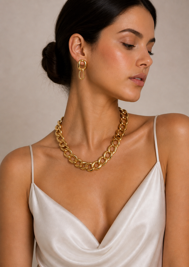 Shiny Gold Link chain Necklace  #FW1202754 (RC15/KG4)