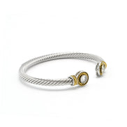 TWO TONE CLEAR CRYSTAL CLASSIC CABLE BRACELET#12550BR_CLEAR(FB23/FG9)