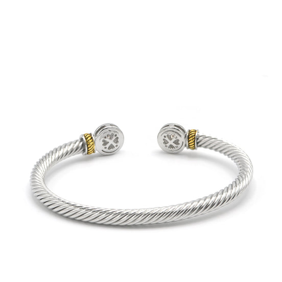 TWO TONE CLEAR CRYSTAL CLASSIC CABLE BRACELET#12550BR_CLEAR(FB23/FG9)
