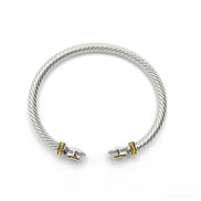 TWO TONE CLEAR CRYSTAL CLASSIC CABLE BRACELET#12550BR_CLEAR(FB23/FG9)
