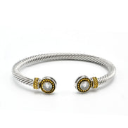 TWO TONE CLEAR CRYSTAL CLASSIC CABLE BRACELET#12550BR_CLEAR(FB23/FG9)
