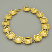 Antique Style Mid-Vintage Large Gold Chain Square Enamel Necklace  #FW-N2112XL-GN (FedEx-B)