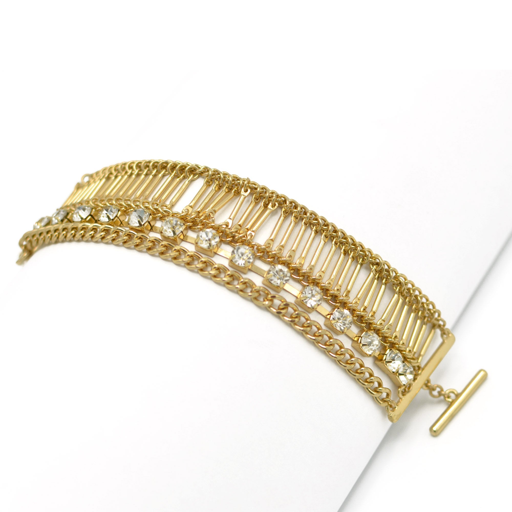 GOLD CRYSTAL WRAP AROUND BRACELET #FW1202919 (AF10)