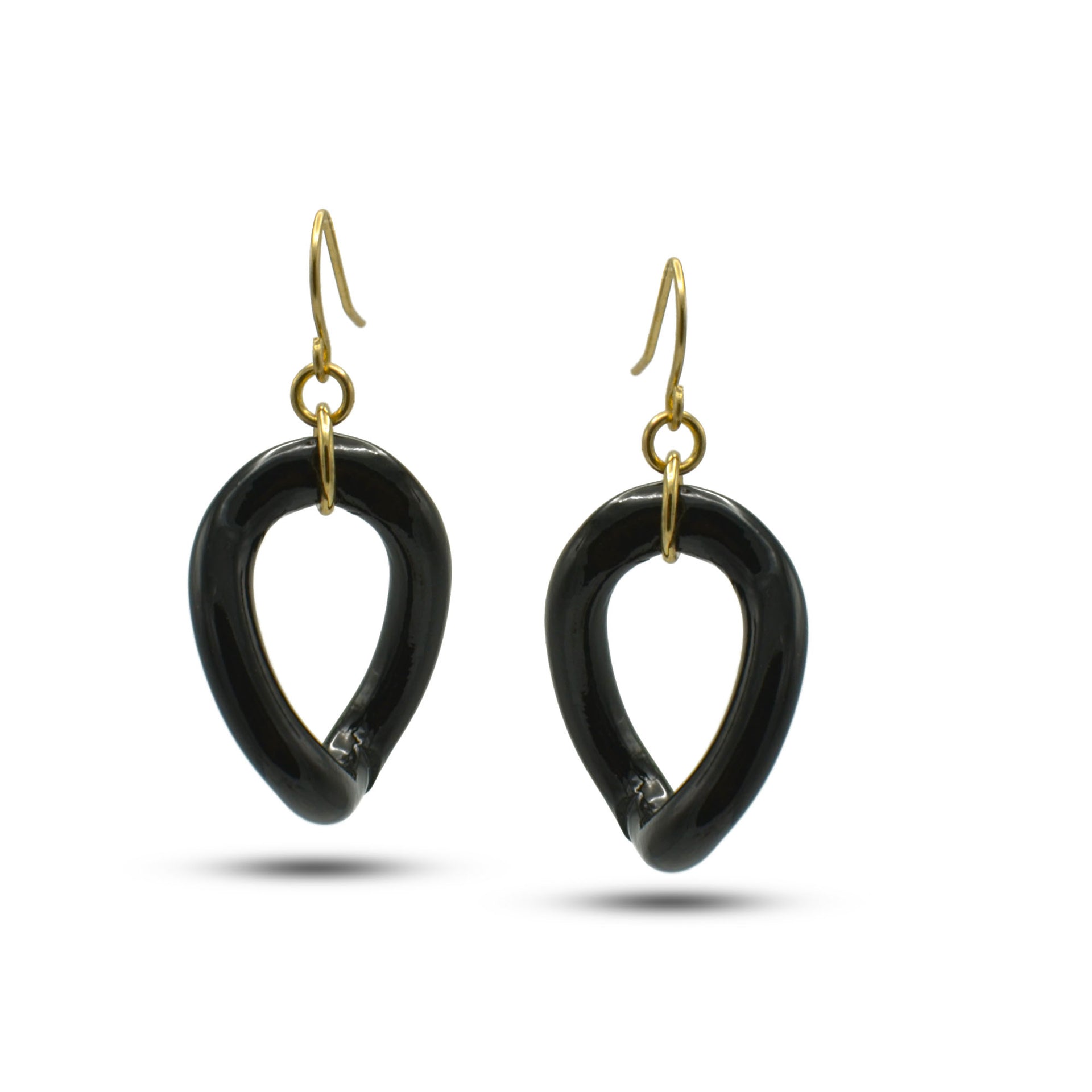 Black gold earrings#FW1202915