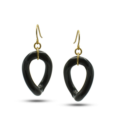 Black gold earrings#FW1202915