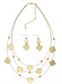 GOLD SQUARE EARRINGS AND LAYERED NECKLACE #HNN+E87396YGD (Back Still rack of POS)