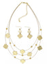 GOLD SQUARE EARRINGS AND LAYERED NECKLACE #HNN+E87396YGD (Back Still rack of POS)