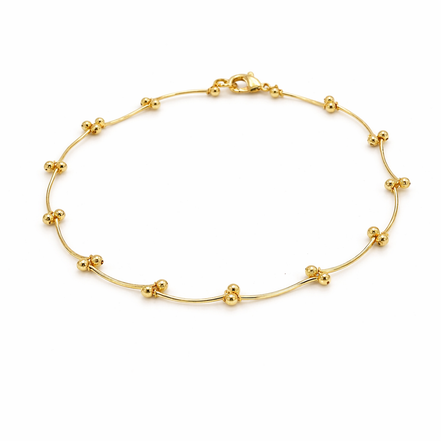 Gold Anklet with gold Accent Beads – Elegant Minimalist Adjustable Anklet #HNA5211GLD (EH5/TH21)