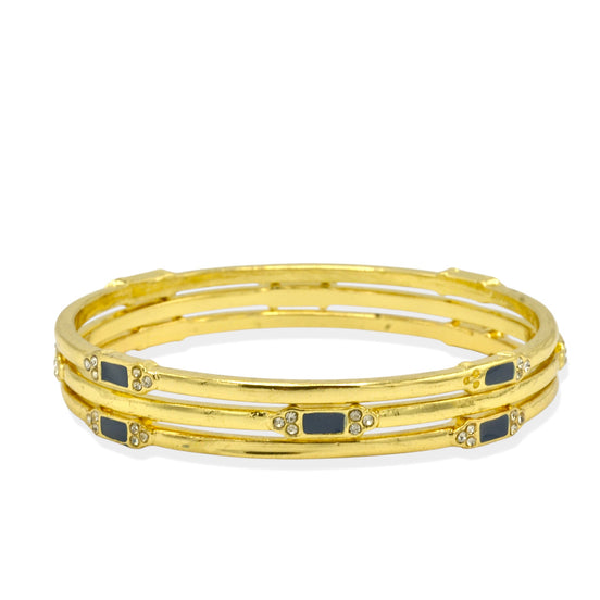 Gemini said Gold-Tone Stackable Bangles with Navy Accents – 2.4" Set #GS09199 GLD NAV (OF25/QD2)