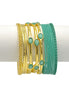 Gold & Turquoise 15-Piece Bangle Bracelet Set, 2.8" Diameter #GS09194_TQ (B542)