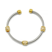 Silver Twisted Rope And Gold Clear Crystal Bracelet #FW1203172(DC1/FA5&B5)