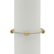 Silver Twisted Rope And Gold Clear Crystal Bracelet #FW1203172