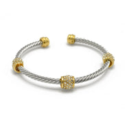 Silver Twisted Rope And Gold Clear Crystal Bracelet #FW1203172(DC1/FA5&B5)