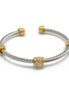 Silver Twisted Rope And Gold Clear Crystal Bracelet #FW1203172(DC1/FA5&B5)