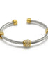 Silver Twisted Rope And Gold Clear Crystal Bracelet #FW1203172