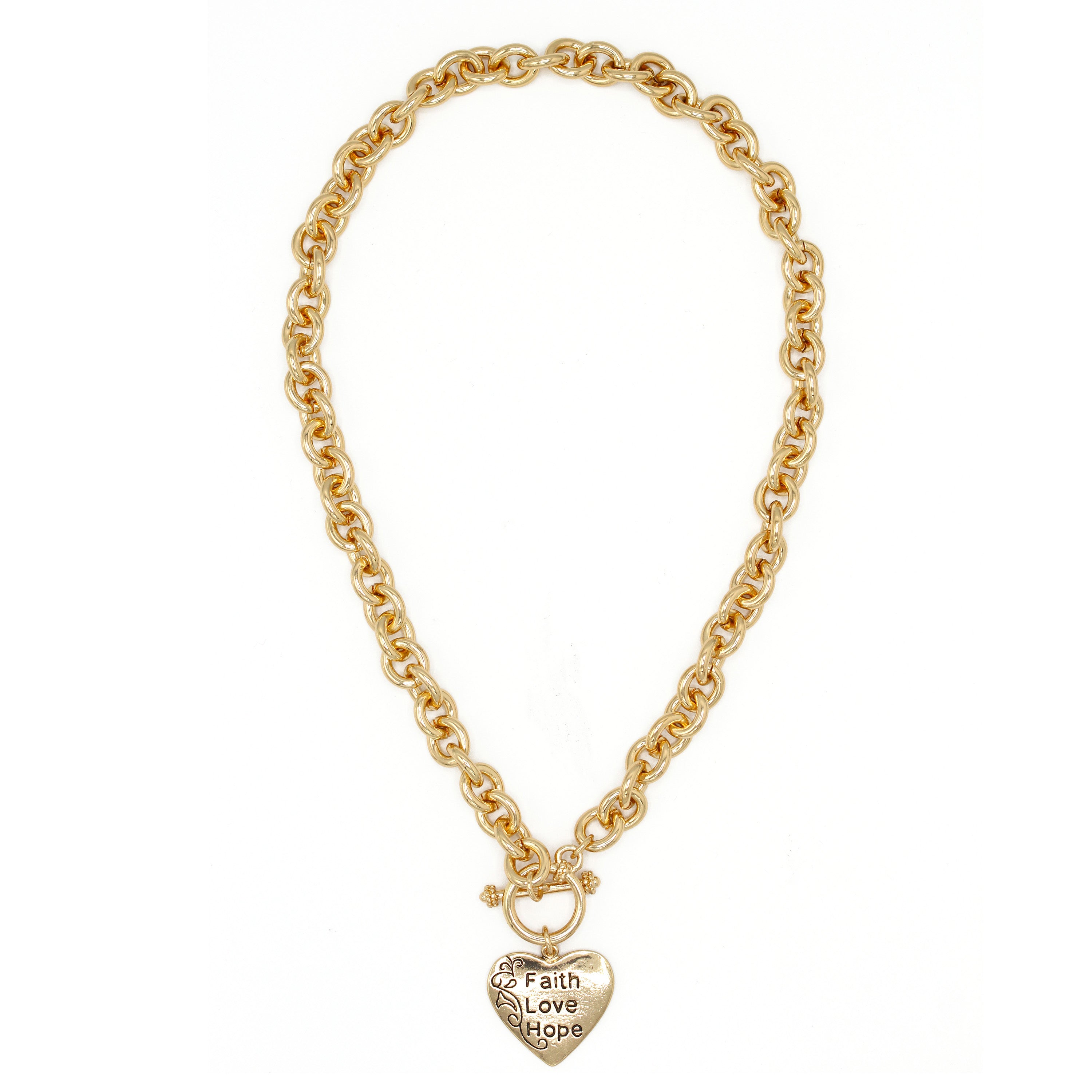 Gold Heart Pendant Chain Necklace#FW1203246 (UD5/UB6)