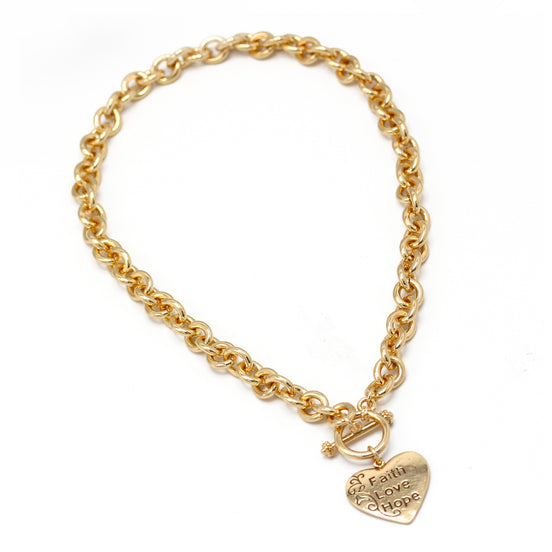 Gold Heart Pendant Chain Necklace#FW1203246 (UD5/UB6)