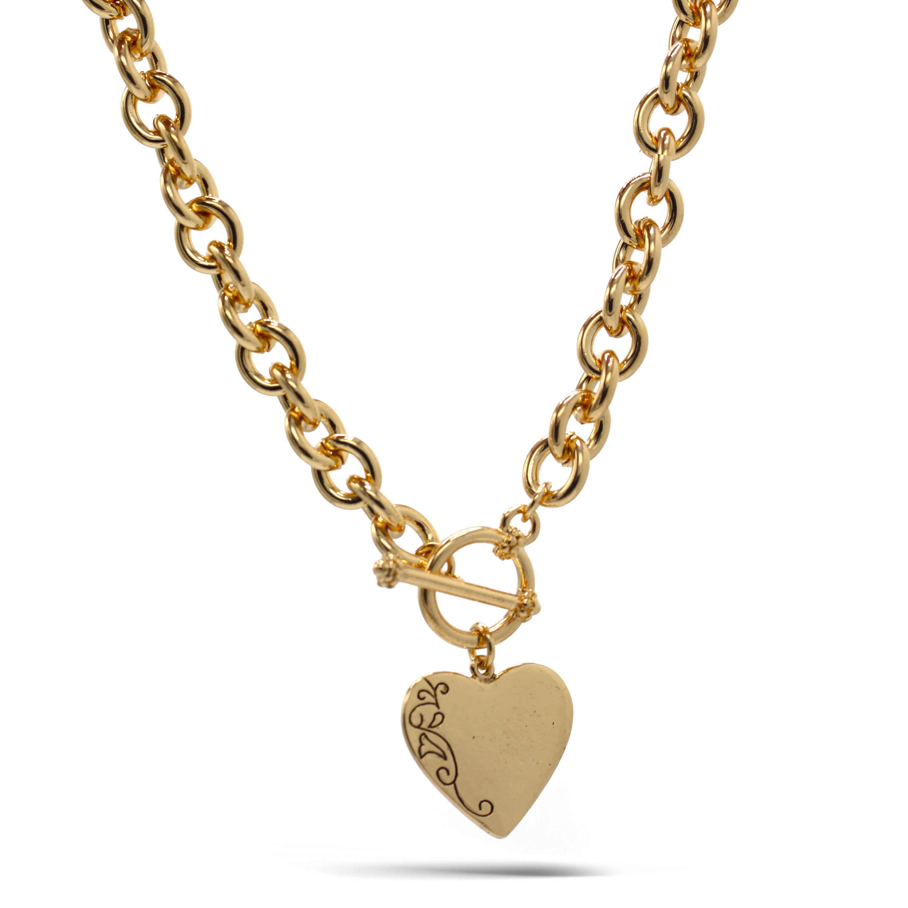 Gold Heart Pendant Chain Necklace#FW1203246 (UD5/UB6)