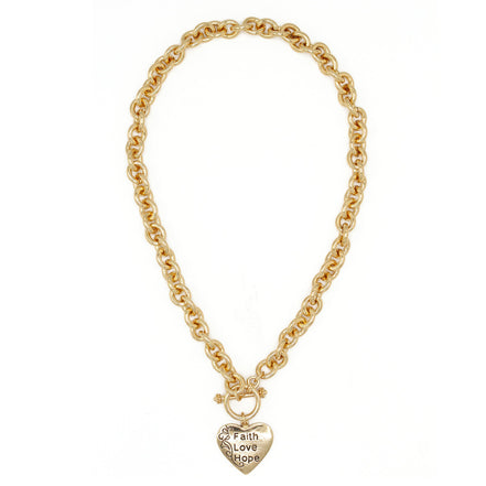 Gold Heart Pendant Chain Necklace#FW1203246 (UD5/UB6)