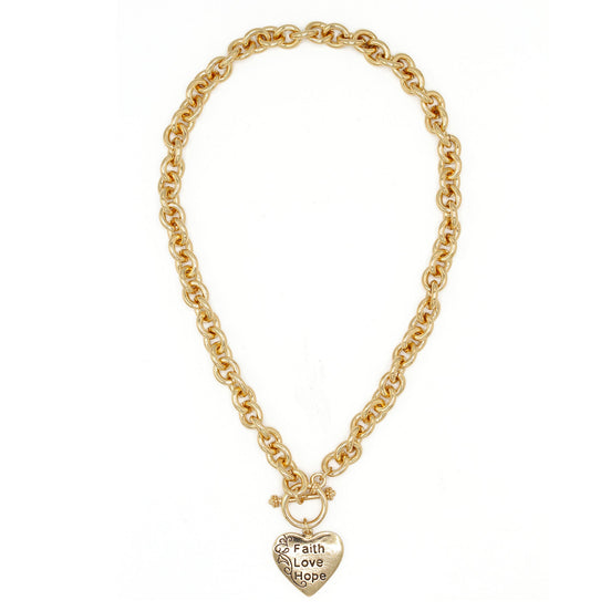 Gold Heart Pendant Chain Necklace#FW1203246 (UD5/UB6)