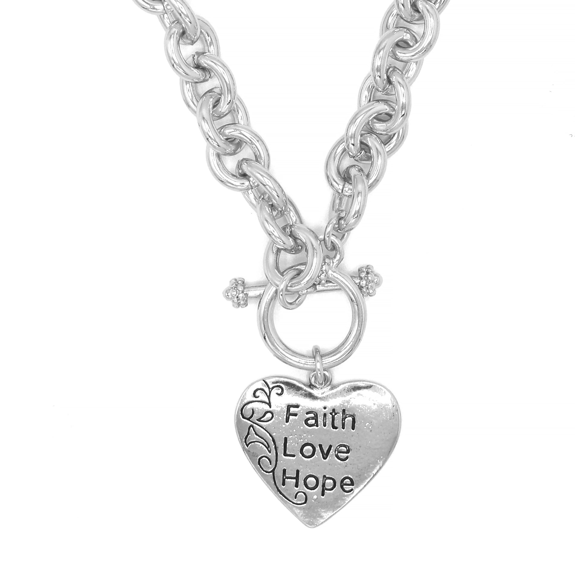 Silver Heart Pendant Chain Necklace #FW1203247